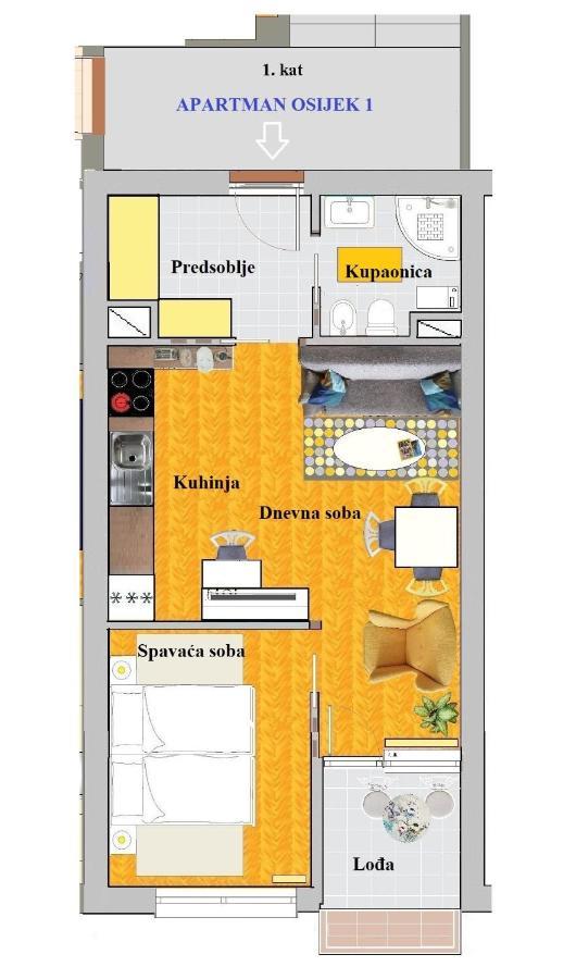 Apartman Осиек Экстерьер фото